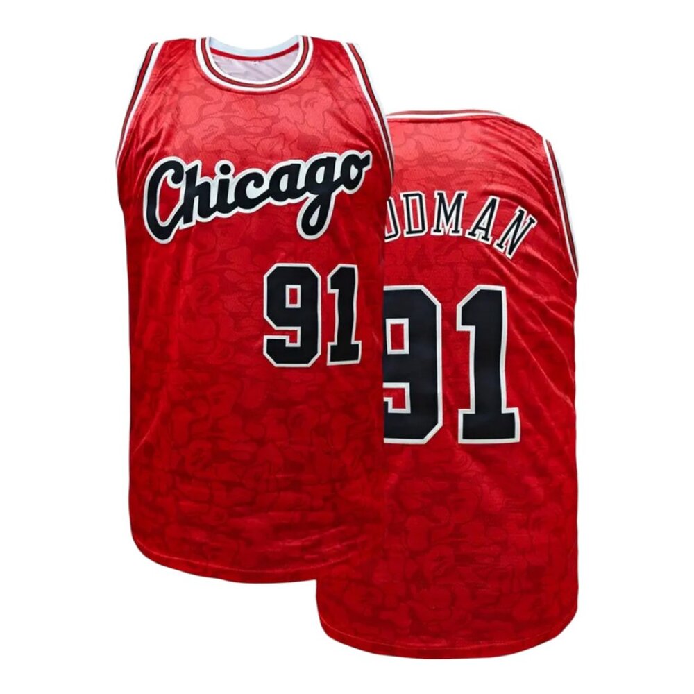New Chicago Bulls Dennis Rodman #91 Basketball Jersey Black Stitched
